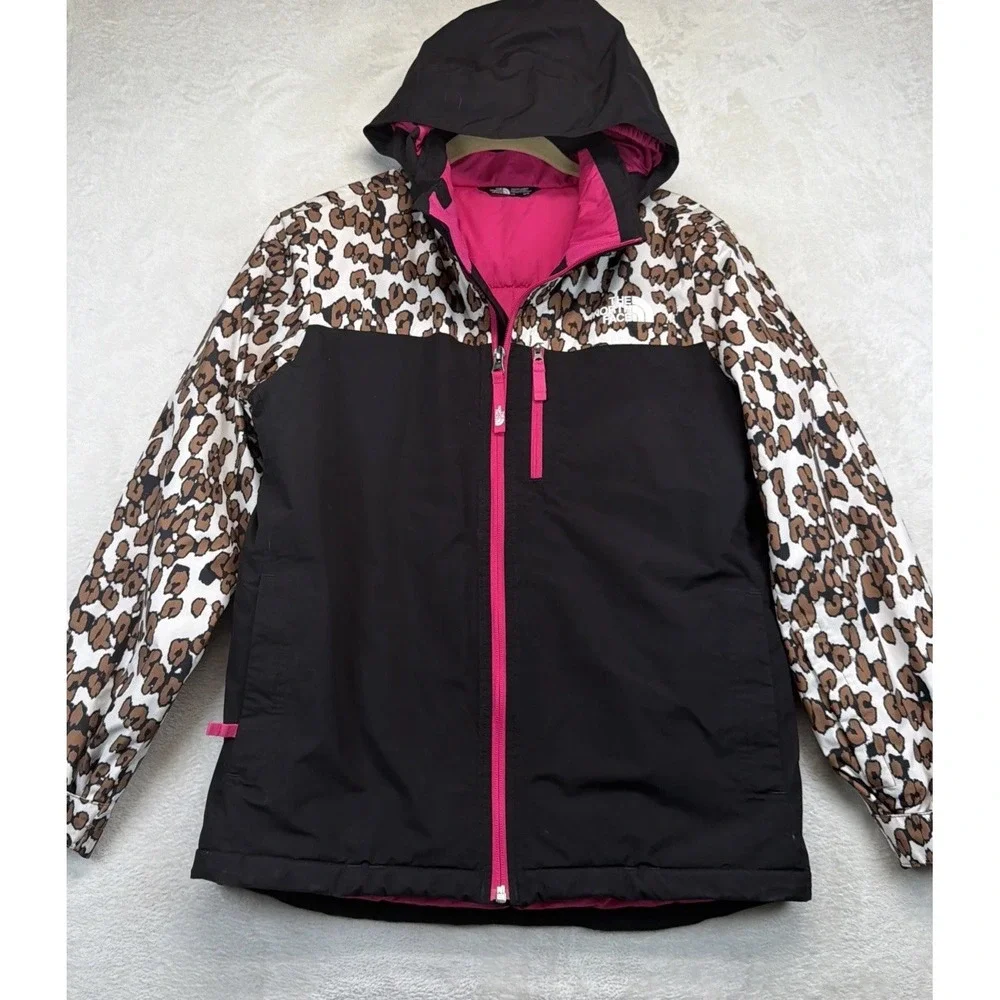 The North Face Girls Snowquest Plus Ski Jacket L 14/16 Leopard DryVent Insulated